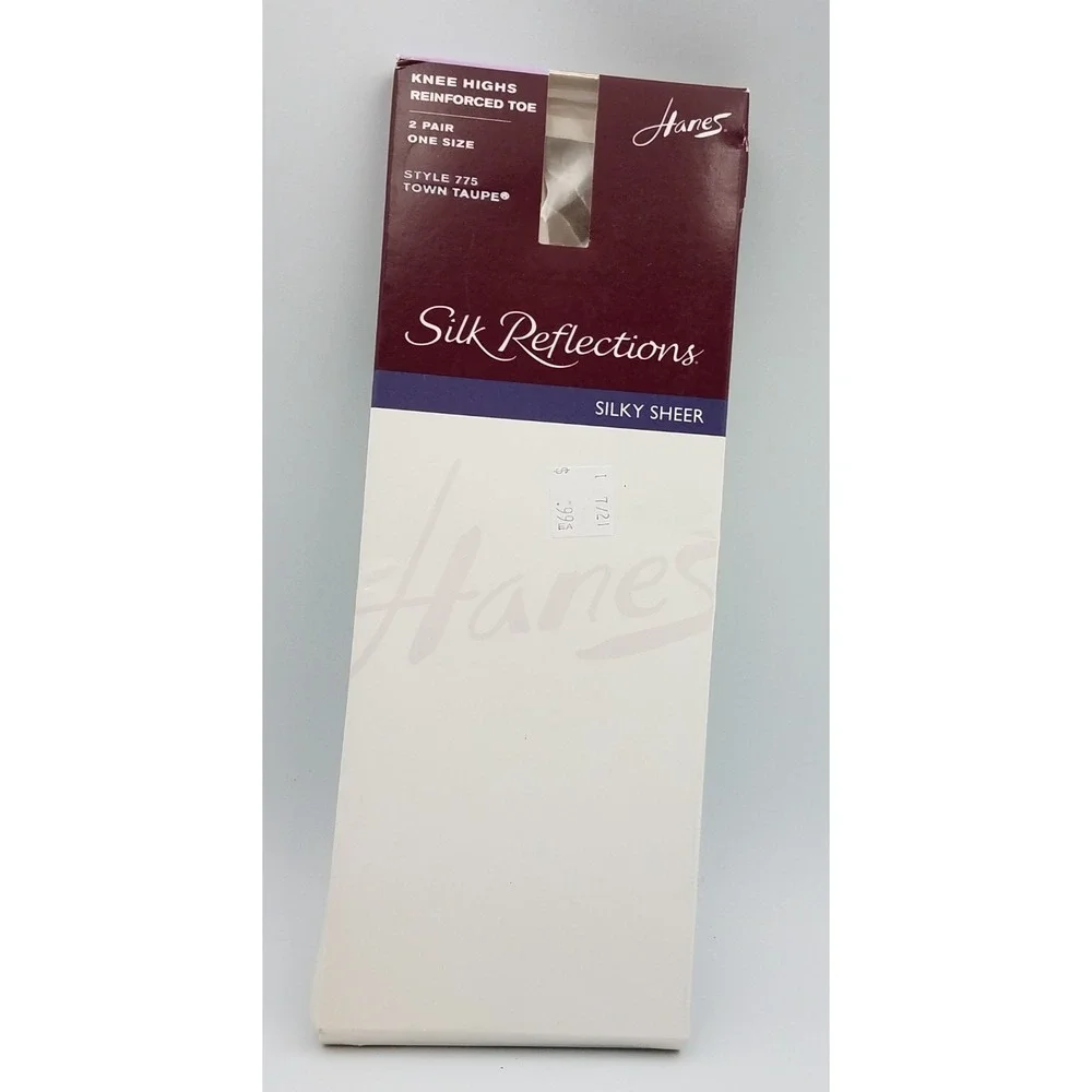 Hanes Silk Reflections Silky Sheer Knee Highs Reinforced Toe Town Taupe - 2 Pair